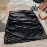 Faux Leather Ruffle Mini Skirt Black