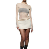 Knitted Casual Long Sleeve Top Beige