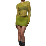 Knitted Casual Long Sleeve Top Green