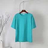 Cotton Soft Basic T-Shirt Cyan