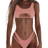 2-Piece Hollow Out Strappy Bikini Light Pink
