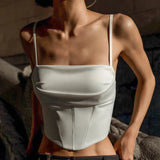 Satin Backlace Corset Top White