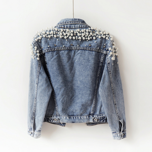 Jean Jacket With Pearls Blue
