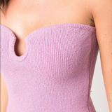 Strapless Knitted U-Neck Mini Dress Purple