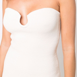 Strapless Knitted U-Neck Mini Dress White