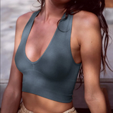 Sporty Workout Top Gray Blue
