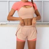 Short Sleeve Layered Workout Top Pink