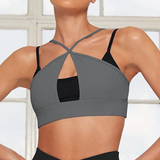 Halter Layered Workout Top Gray