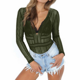 Lace Long Sleeve Bodysuit Green