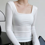 Long Sleeve Square Neck Shirt White