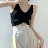 Sleeveless Knitted Crop Top Black