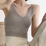 Sleeveless Knitted Crop Top Gray