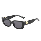 Retro Rectangle Sunglasses Black