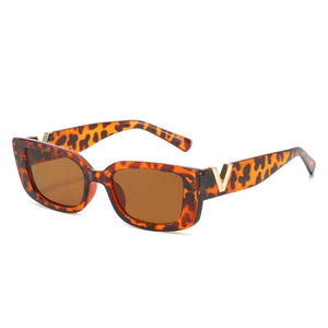 Retro Rectangle Sunglasses Leopard