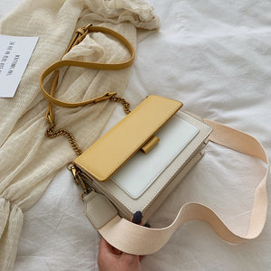 Faux Leather Chain Strap Bag Yellow
