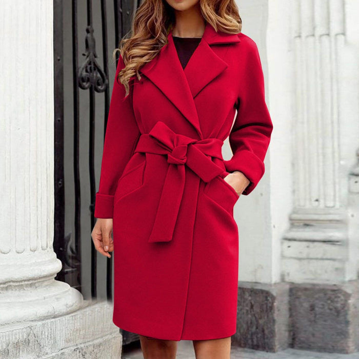 Trench Coat With Belt Red