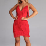 Fringe Tassel Mini Dress Red