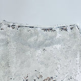 Silver Sequin High Waist Mini Skirt Silver