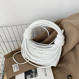 Braided Knotted Shoulder Bag White
