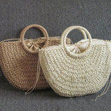 Handmade Straw Tote Bag Beige
