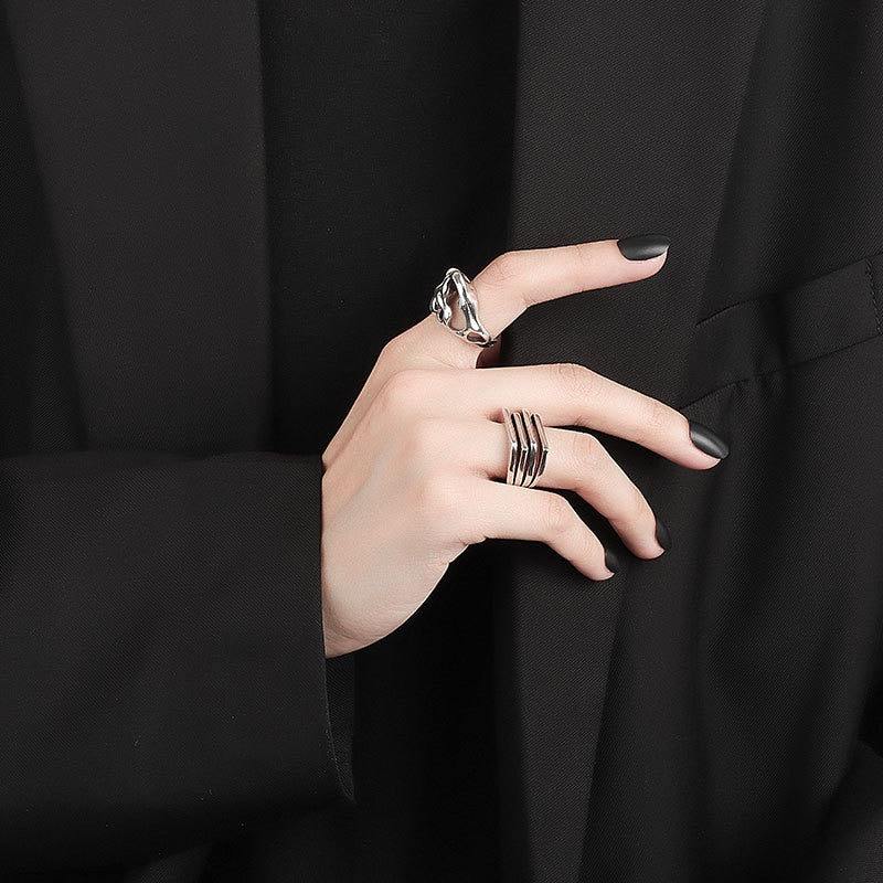 Matching Rings Resizable Resizable Silver Liquid Ring
