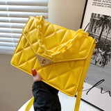Quited Solid Color Handbag Yellow