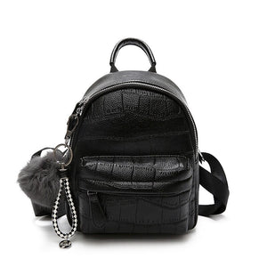 Mini Faux Leather Backpack Black
