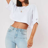 Loose Basic Cropped T-Shirt White