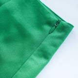 Satin Side Zipper Mini Skirt Green