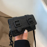 Chain Faux Leather Mini Bag Black