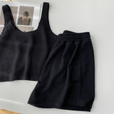 2-Piece Casual Shorts Sleepwear Set Black