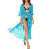 Lace Knitted Beach Cover Up Dress Blue