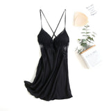 Silk Sleeveless Dress Sleepwear Black