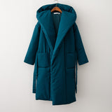 Hooded Long Puffer Parker Coat Blue