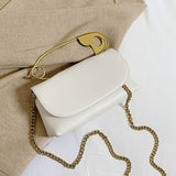 Faux Leather Clutch Crossbody Bag White
