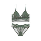 2-Piece Delicate Lace Bralette and Panty Set Green