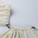 One Shoulder High Split Maxi Dress Cream
