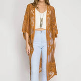 Lace Crochet Beach Cover Up Robe Camel
