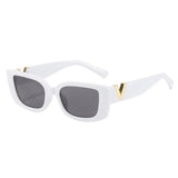 Retro Rectangle Sunglasses White