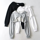 Crop Cut Out Basic Hoodie Gray