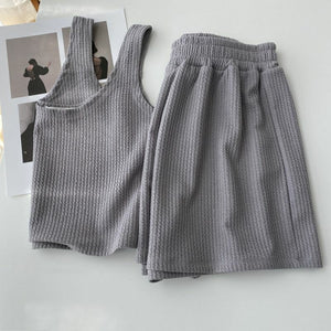 2-Piece Casual Shorts Sleepwear Set Gray
